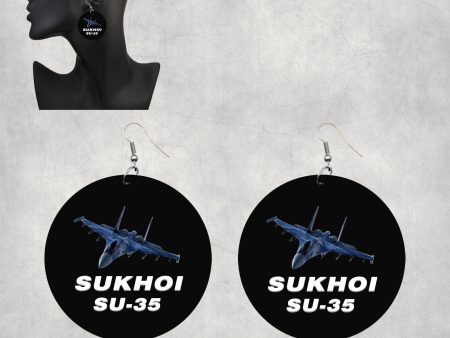 The Sukhoi SU-35 Designed Wooden Drop Earrings For Cheap