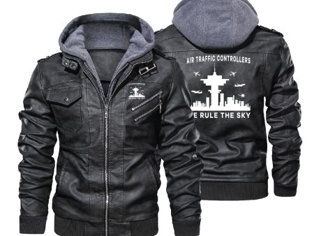 Air Traffic Controllers - We Rule The Sky Designed Hooded Leather Jackets Sale