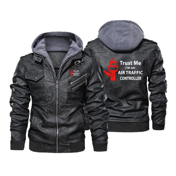 Trust Me I m an Air Traffic Controller Designed Hooded Leather Jackets For Cheap