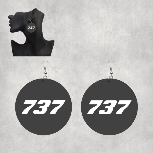 737 Flat Text Designed Wooden Drop Earrings Fashion