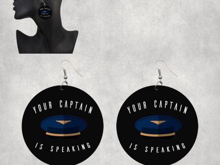 Your Captain Is Speaking Designed Wooden Drop Earrings Hot on Sale